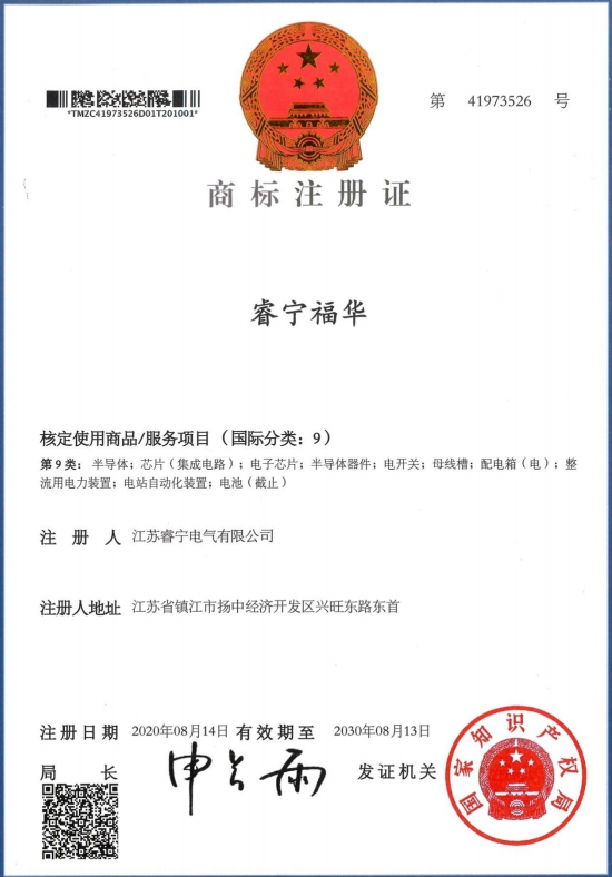 商标注册证展示